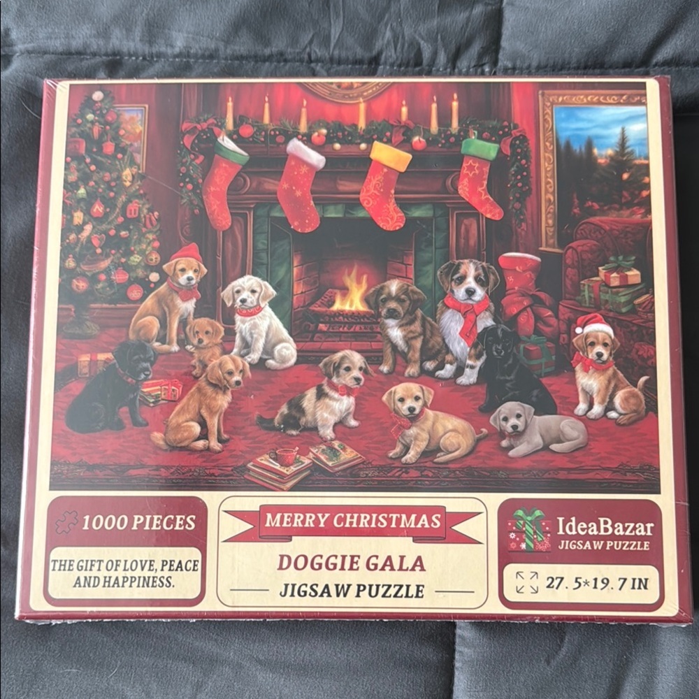 Festive Canine Dog Puppy Christmas Jigsaw Puzzle 1000 Pieces NWT